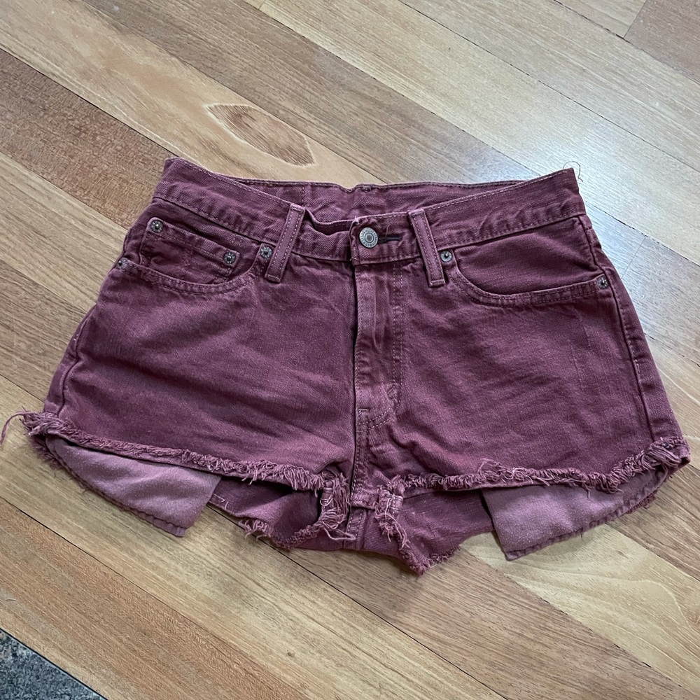 Maroon Levi Jean Shorts